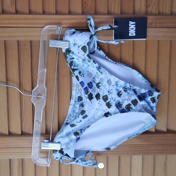Dkny Other - DNKY NWT Blue Brown Side Ruched Tied Bikini Bottom Size Small
